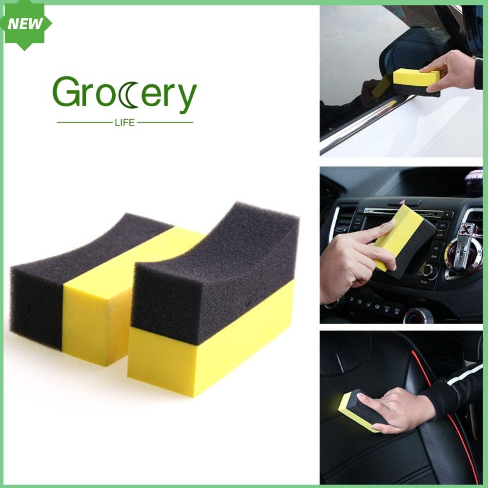 GROCERY LIFE 1/2Pcs Dụng cụ Phụ kiện Hút nước Miếng bọt biển Cần gạt nước rửa lốp xe Miếng bọt biển vệ sinh bánh xe ô tô Đánh bóng sáp