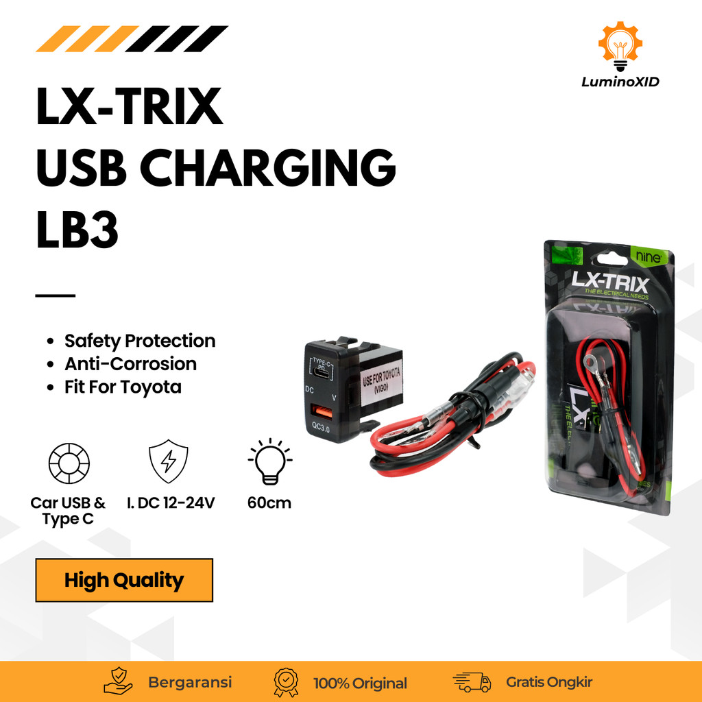 USB Type C socket car charger dual port Android iPhone Toyota New LB3-lx-trix Harga 95,900 rupiah*Gratis Ongkir