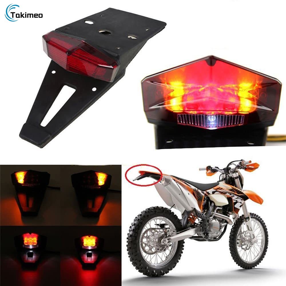 Takimeo 1 cái giá đỡ biển số xe Đèn Led Hậu Xe Máy 12V thông dụng đèn phanh Chắn Bùn dừng đèn hậu Chắn bùn xe đạp bụi bẩn Enduro