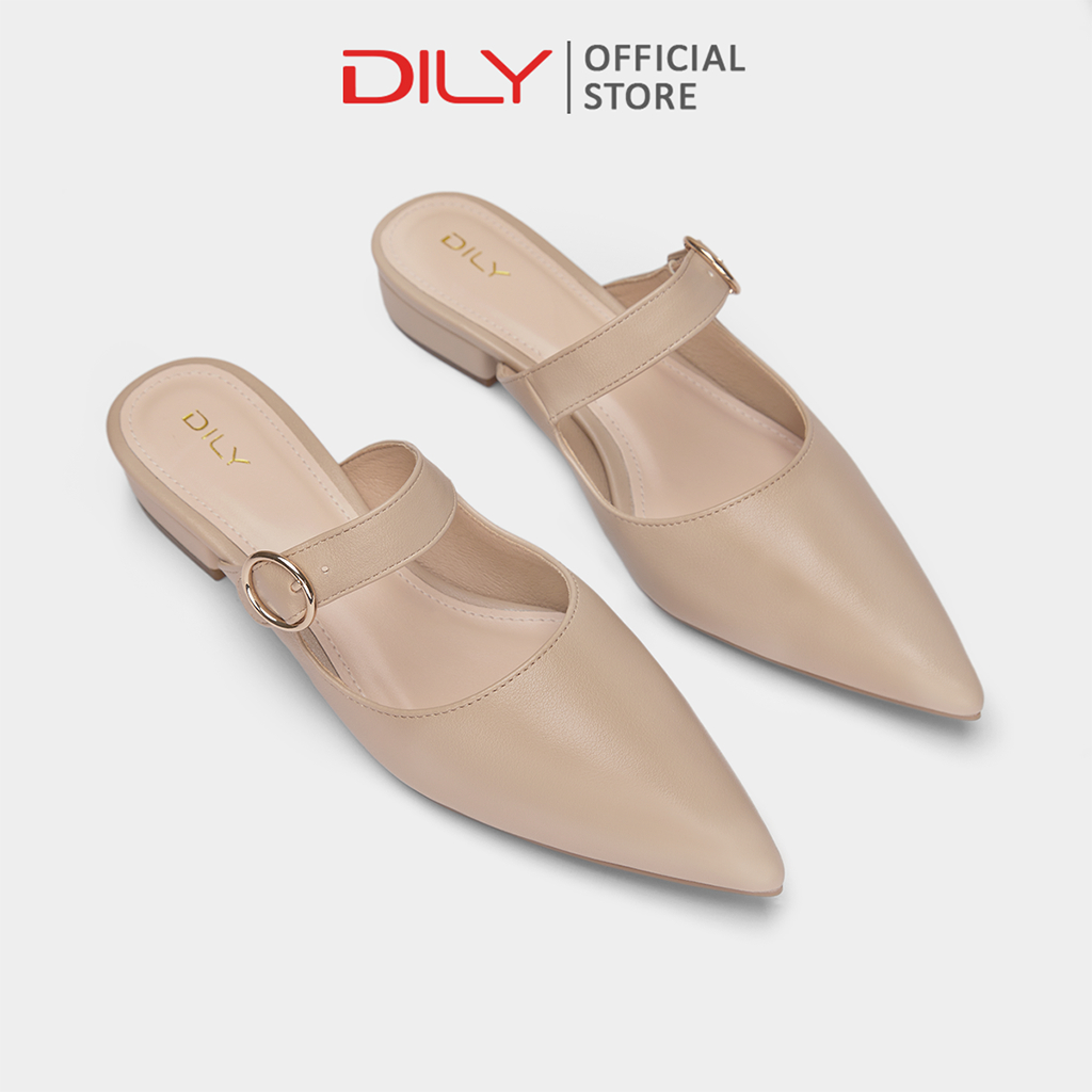  Guốc sục nữ DILY mũi nhọn basic thanh lịch dép guốc sục đế vuông thời trang cao 2.5cm AA0426 