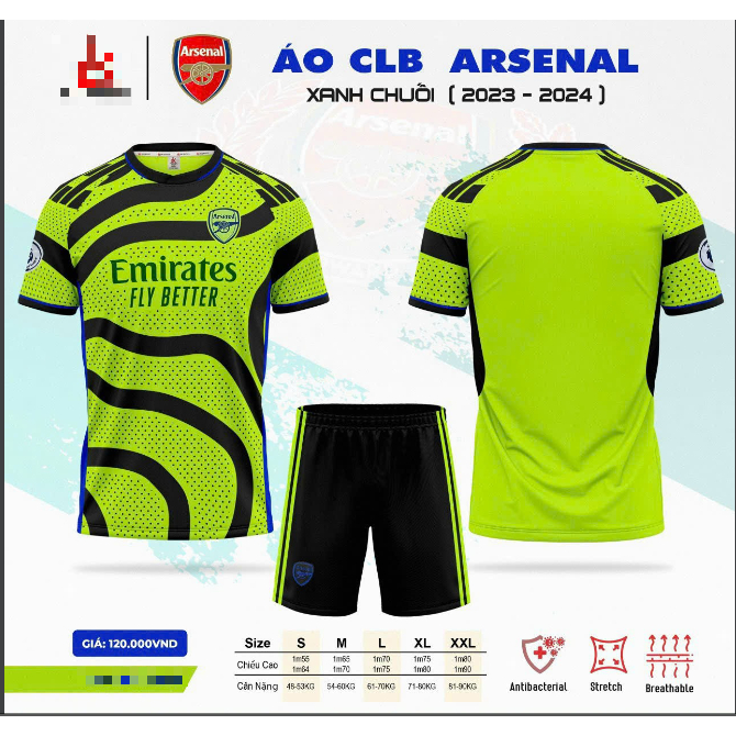 Bộ đồ đá banh clb arsenal màu xanh lá