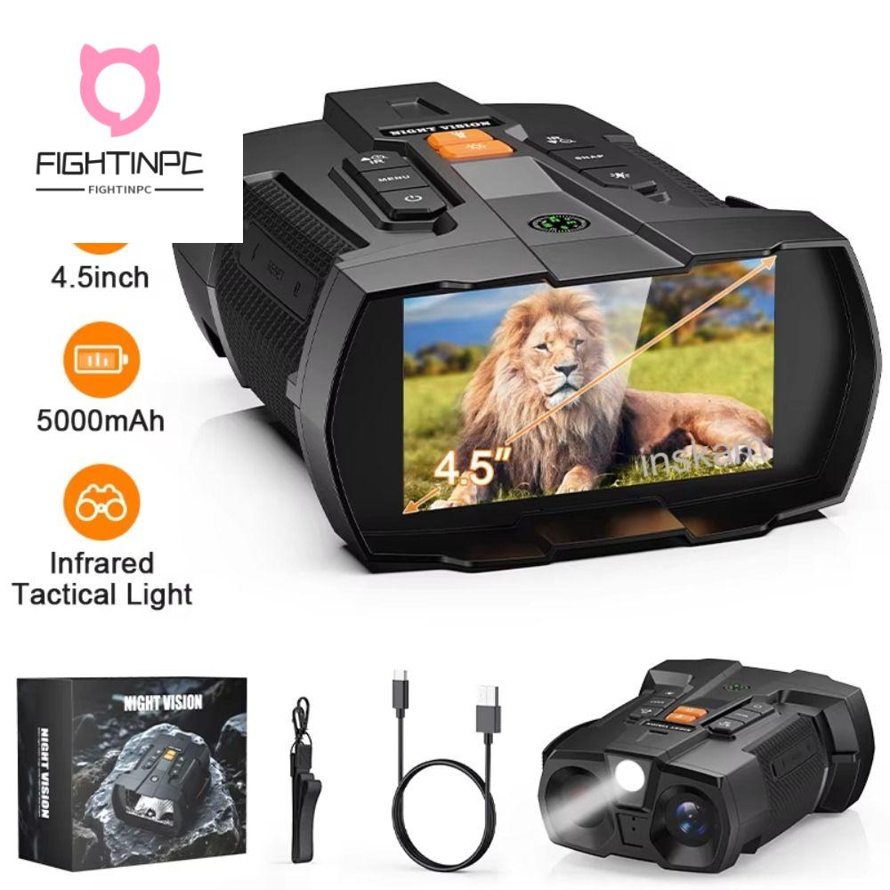 อุปกรณ์กีฬาและกิจกรรมกลางแจ้ง FIGHTINPC หน้าจอขนาดใหญ่ 4.5 นิ้ว กล้องส่องกลางคืนแบบสองตา จอแสดงผล IPS ซูม 10 เท่า แว่นตาส่องกลางคืน 4K ใช้งานง่าย ไฟเติมแสง 3W กล้องโทรทรรศน์มองกลางคืนอินฟราเรด การผจญภัยกลางแจ้ง ราคา 3,070 บาท*ส่งฟรี