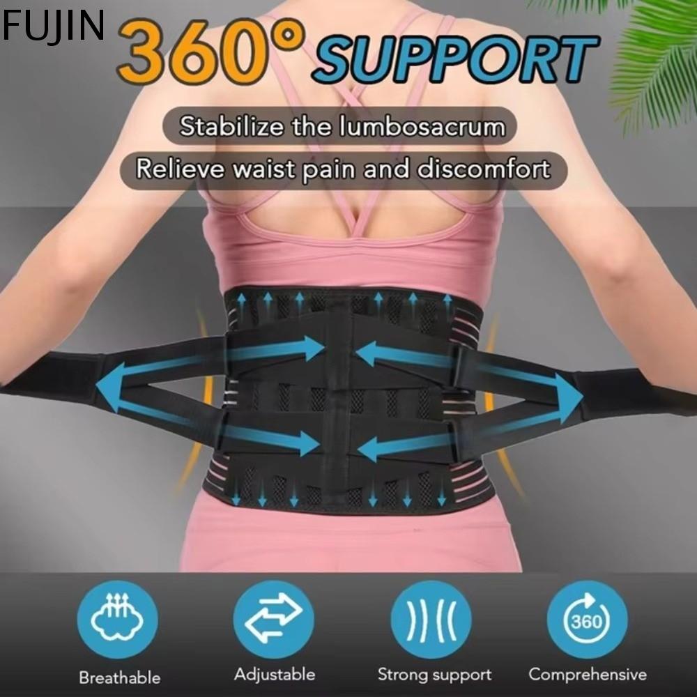 FUJIN Chống trượt Đai lưng thoáng khí Có thể điều chỉnh Lưới 16 lỗ Đai hỗ trợ nẹp Áo nịt ngực chỉnh hình Kéo đôi Đai hỗ trợ thắt lưng Tập luyện
