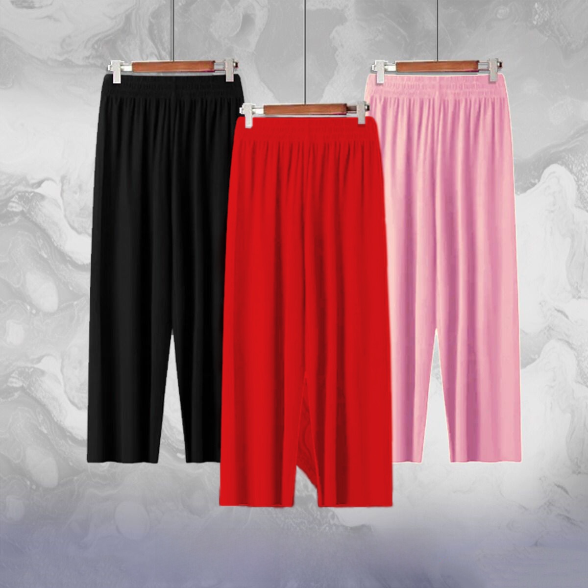 NN Luxury Pack of 3 Palazzo Pants – Adult Size S to XL & kids Size 24 to 34 Length Comfortable & Elegant Nightwear Trousers, Flowy Lounge Flippers for Women’s Relaxation & Home Wear