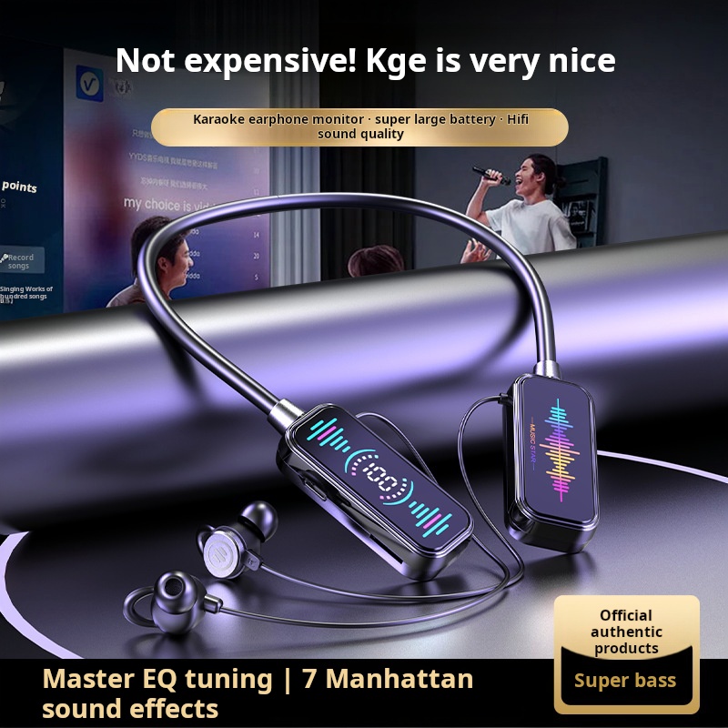 Mezone Wireless Earphones And Audio Editing Earphones Sports Running Neck Hanging Bluetooth Microphone Headset Type-C Charging Led Digital Display Hifi Sound ราคา 189 บาท*ส่งฟรี