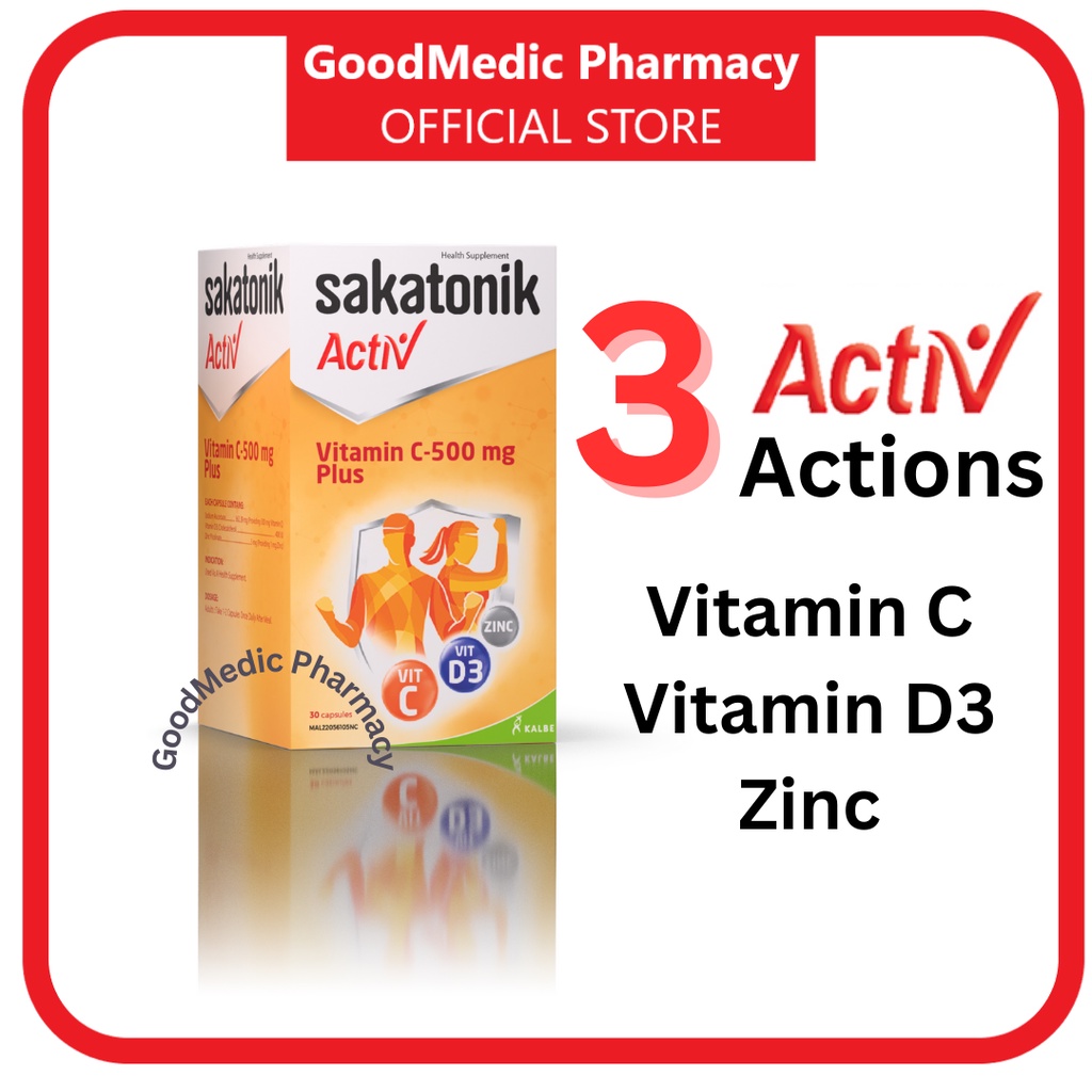 Sakatonik Activ Vitamin C-500 mg Plus Vitamin D & Zinc - Triple Activ