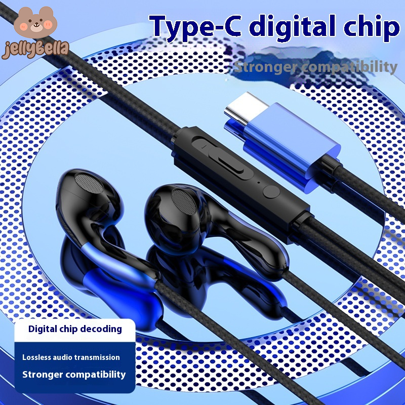 Jellybella Type-C Digital Chip Flat Hole in-Ear Headphones, Stronger Compatibility with HD Sound Quality - ยี่ห้อ OEM ราคา 43 บาท*ส่งฟรี