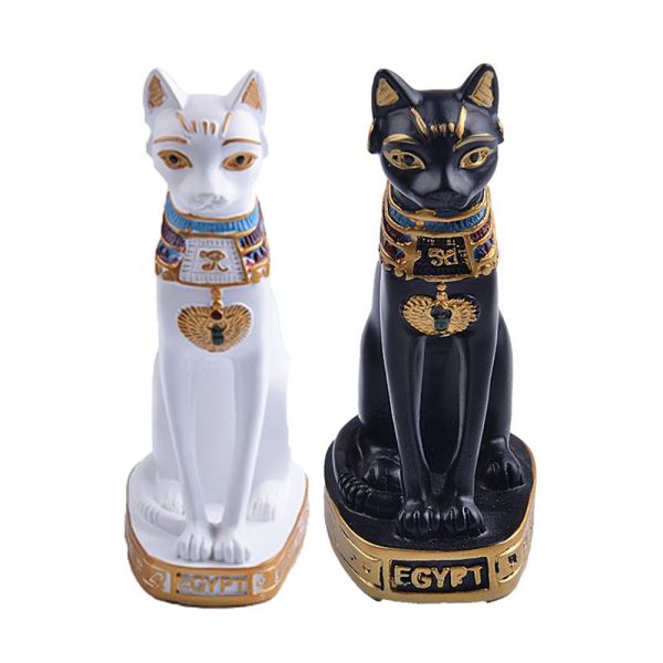 LESJO Đồ Trang Trí Thủ Công Chạm Khắc Sưu Tập Tôn Giáo, Món Quà Nhựa Bức Tượng Mèo Trang Trí Nhà Cửa Ai Cập Nữ Thần Bastet