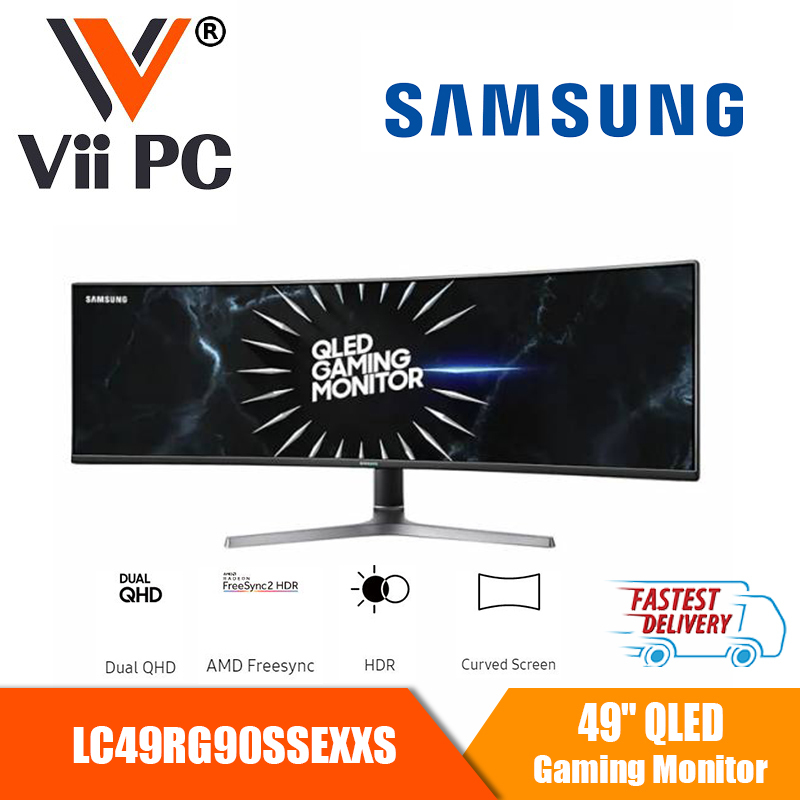 Samsung 49inches QLED Gaming Monitor with Dual QHD Resolution LC49RG90SSEXXS / LC49RG90 / 120Hz / HDR000 / HDMI+DPx2 / Audio Out / Height Adjustable (Warranty 3years) Singapore