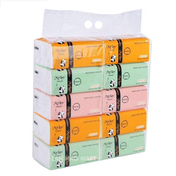 Giấy rút gấu trúc 3 màu 3 lớp, 100 tờ/gói