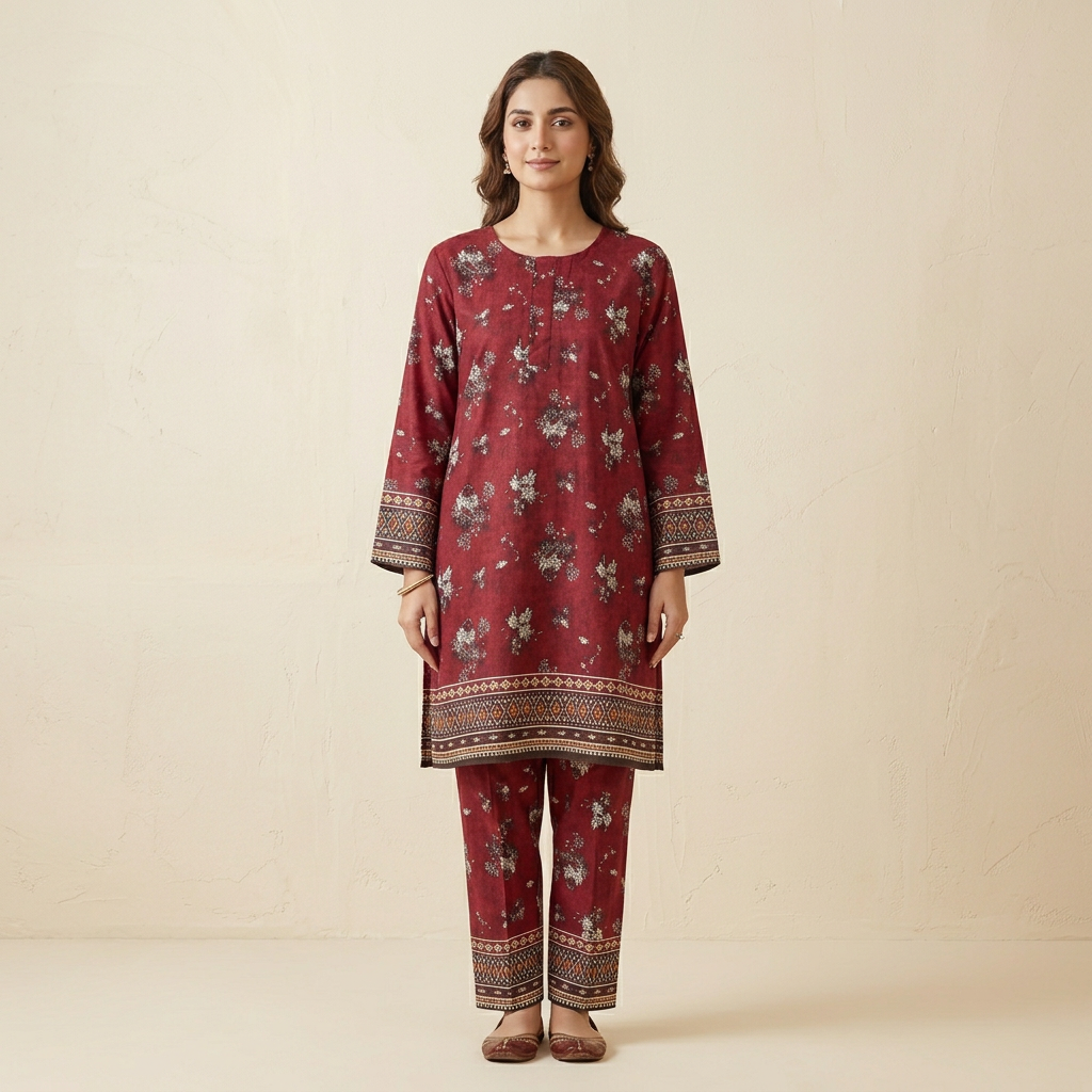Trendy Cotton Stitched Suit 2-Piece – Soft & Comfortable Fabric – Elegant Everyday Wear – Perfect for Casual, Work & Gatherings