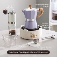 Bincoo ấm moka cà phê thiết lập với bếp nhỏ ý Espresso nồi Máy mài cầm tay thiết bị cà phê cho hộ gia đình 3 ly