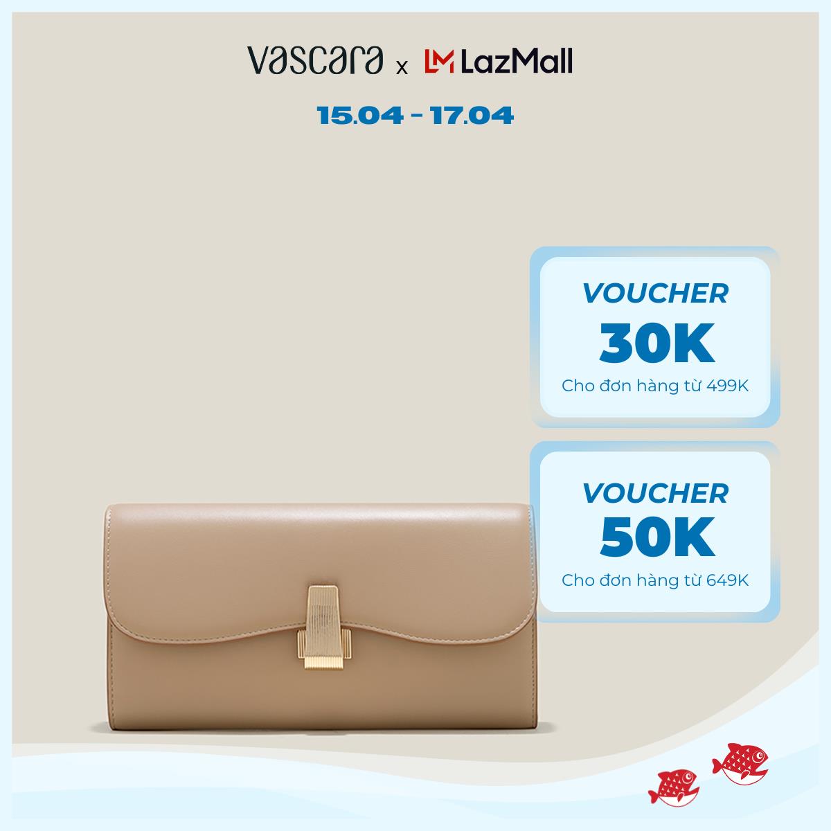 [Voucher 30K | 15.4] Vascara Clutch nhấn viền phối khóa kim loại - CLU 0117