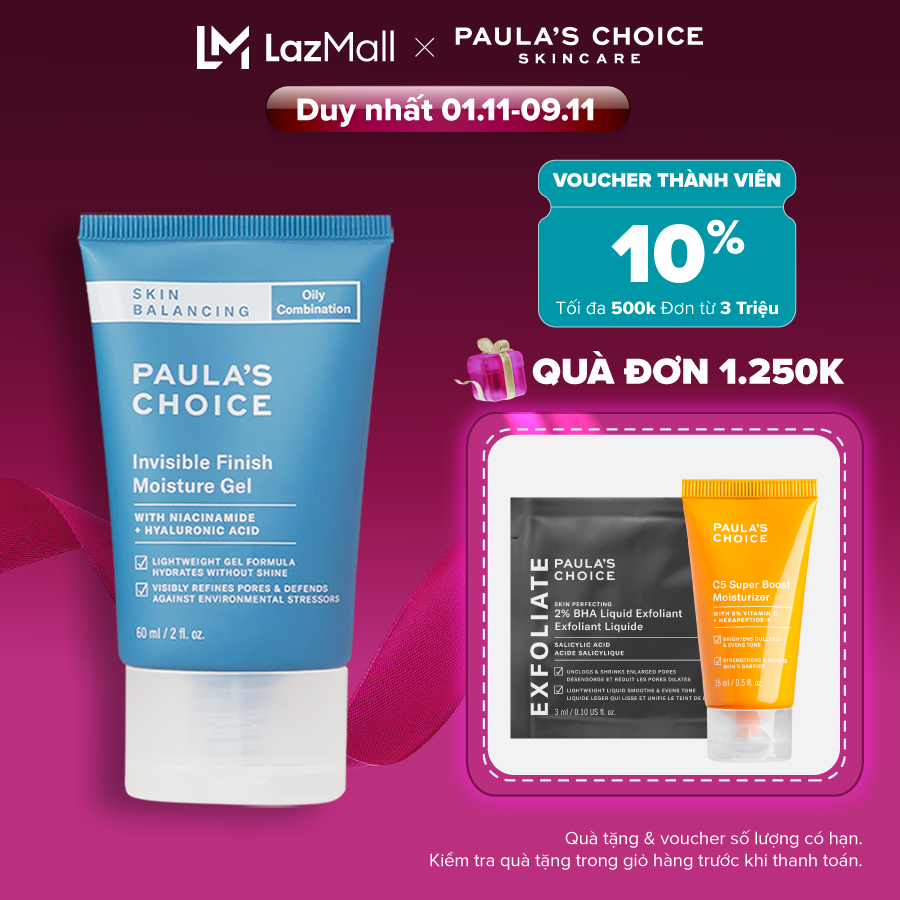 Kem dưỡng ẩm ban đêm dạng gel Kiểm soát tiết dầu cho da thoáng mịn Paula’s Choice Skin Balancing Inv