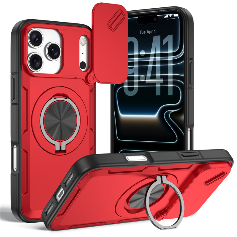 Phone Case For Iphone With Slide Camera Cover Ring Stand Armour_voghion.com