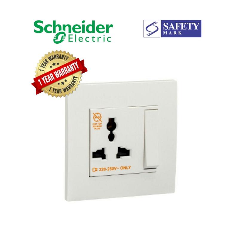 Schneider Electric Vivace- 13A 250V 1Gang 3Pin Dolly Switched Universal Socket, White