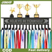 🔥🔥🔥JINHF Wall Mounted Medal Display Rack Metal Trophy Shelf Medal Hanger Display With 15 Hooks Medal Holder Sturdy Honor Ribbon Organizer