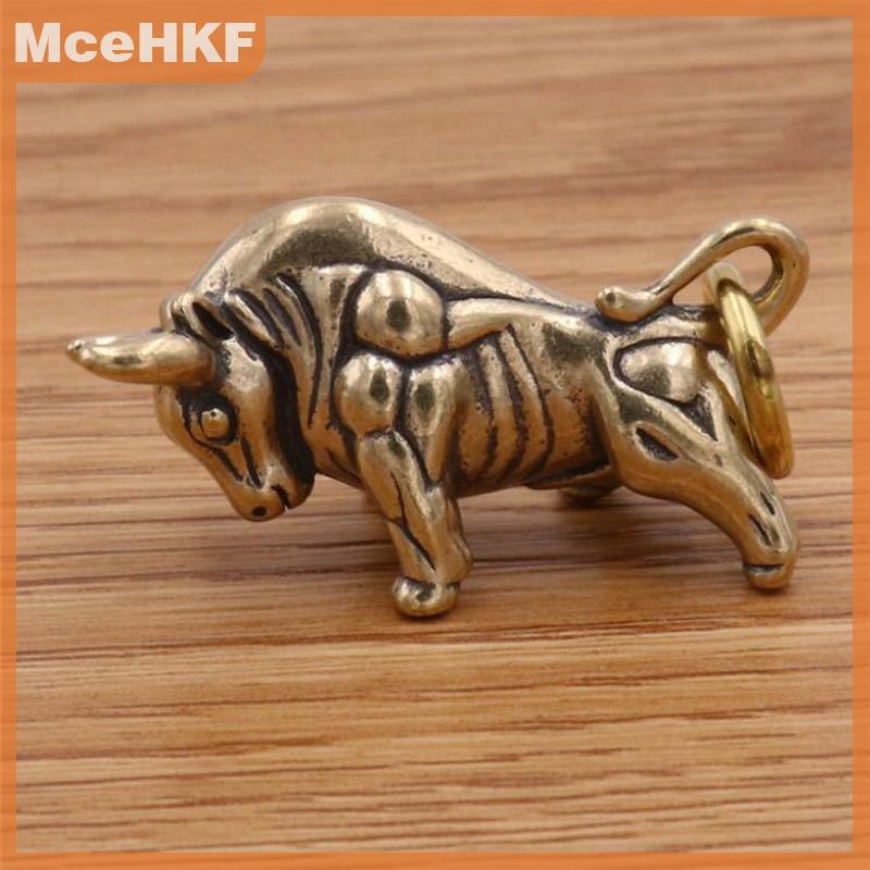 ❤❤❤Hot Sale MceHKF Mini Retro Brass tường đường phố bò Tượng điêu khắc Tay Đồ chơi Quà tặng Keychain trang trí nhà văn phòng bàn trang trí trang trí