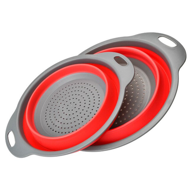 Yingke 1 chiếc Lưới lọc Rổ đựng đồ giặt rau quả Rổ đựng silicon có thể gập lại được có tay cầm dụng cụ phòng bếp mới