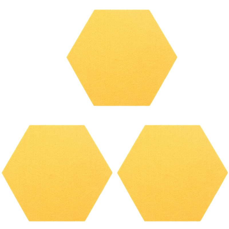 (ZJGE) 15Pcs/Set Hexagon Felt Board Hexagonal Felt Wall Sticker 3D Decorative Home Message Board Baseboard Gray Yellow Series