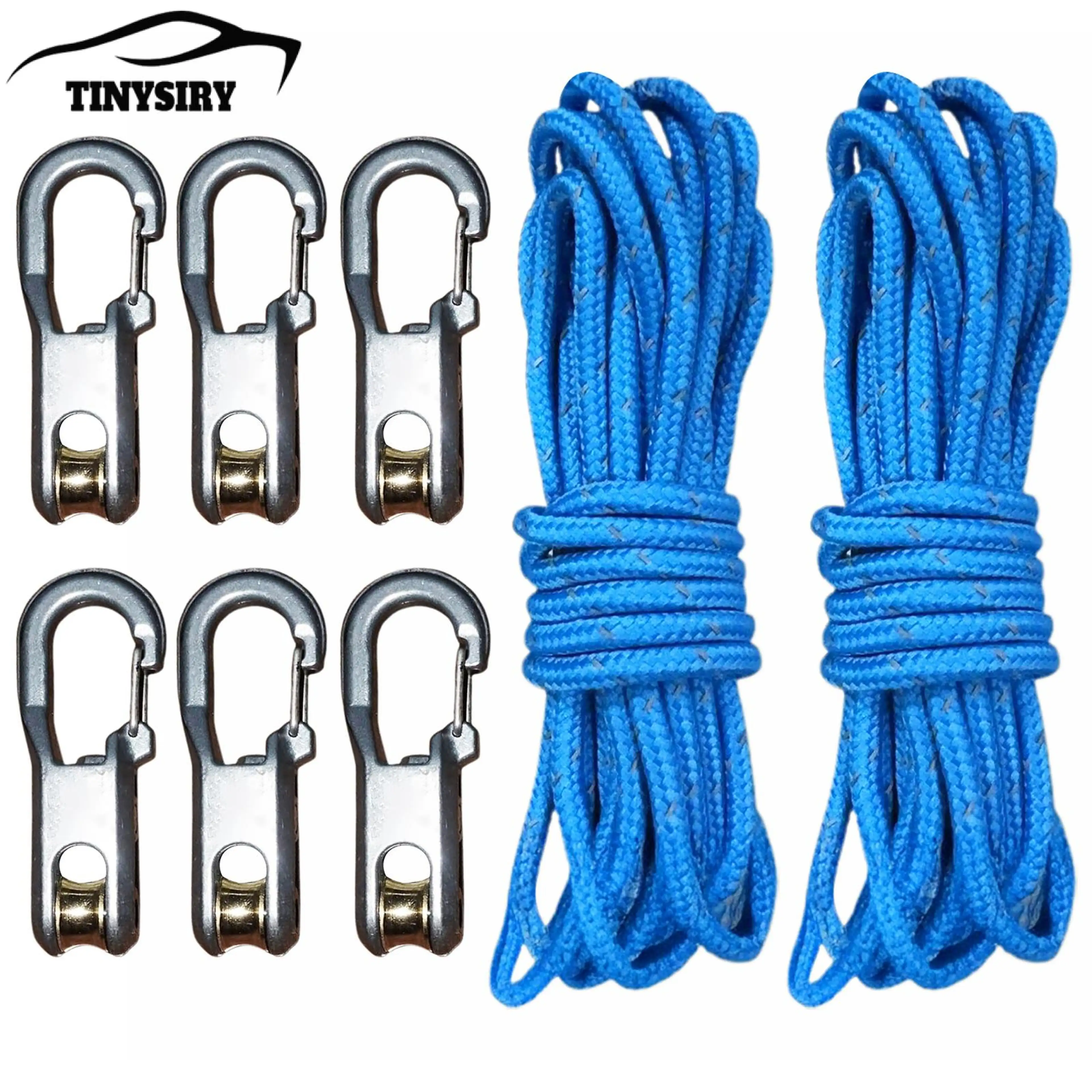 Rope Tensioner Tool Heavy Duty Rope Tightener 2/6 Pcs Heavy Duty Metal Rope Tensioner with Roller Cord – Outdoor Camping Hiking Boating Guyline Adjuster and Tightener for Backpacking Gear