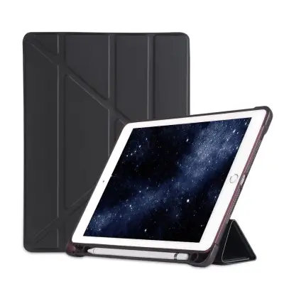 Apple iPad 5 5th Gen | 6 6th Gen | Air | Air 2 | Pro 9.7 / 7 7th Gen | 8 8th Gen 10.2 / Air 4 4th 10.9 / Air 3rd Gen | Pro 10.5 / Pro 11 Tablet Cover - Magnetic Premium Leather Transform-Fold Soft Translucent Back ShockProof AirBags with Apple Pencil Slot