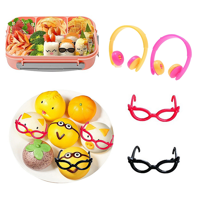 MAOHONG 4pcs Bento trang trí công cụ Ăn Trưa Bento hộp thực phẩm tai nghe kính mũ nón tự chọn bánh sandwich toppers trang trí cho Bento trang trí