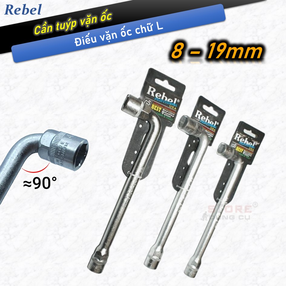 8-19mm Ống điếu vặn ốc Rebel | Cần điếu 2 đầu đủ size 8, 9, 10, 11, 12, 13, 14, 15, 16, 17, 18, 19