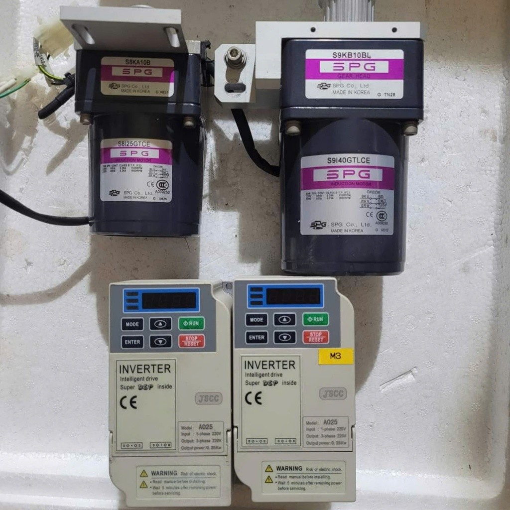 Bộ Động cơ kèm hộp số giảm tốc SPG 25W 40W TỶ SỐ 1/10 3 PHA BIẾN TẦN JSCC 0.25KW S8I25G S8KA10B S9I40G S9KB10BL Tháo máy - BỘ 40W KÈM BIẾN TẦN
