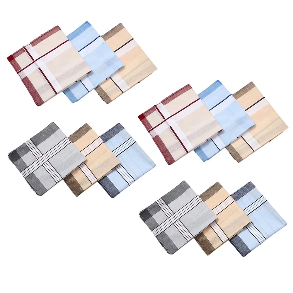 SQUAD 12Pcs/Set 40x40cm Khăn tay bỏ túi Thấm hút mồ hôi Mềm mại Khăn vuông kẻ ô túi Có thể tái sử dụng Có thể giặt Khăn tay cotton cho nam Tất cả các mùa - 4