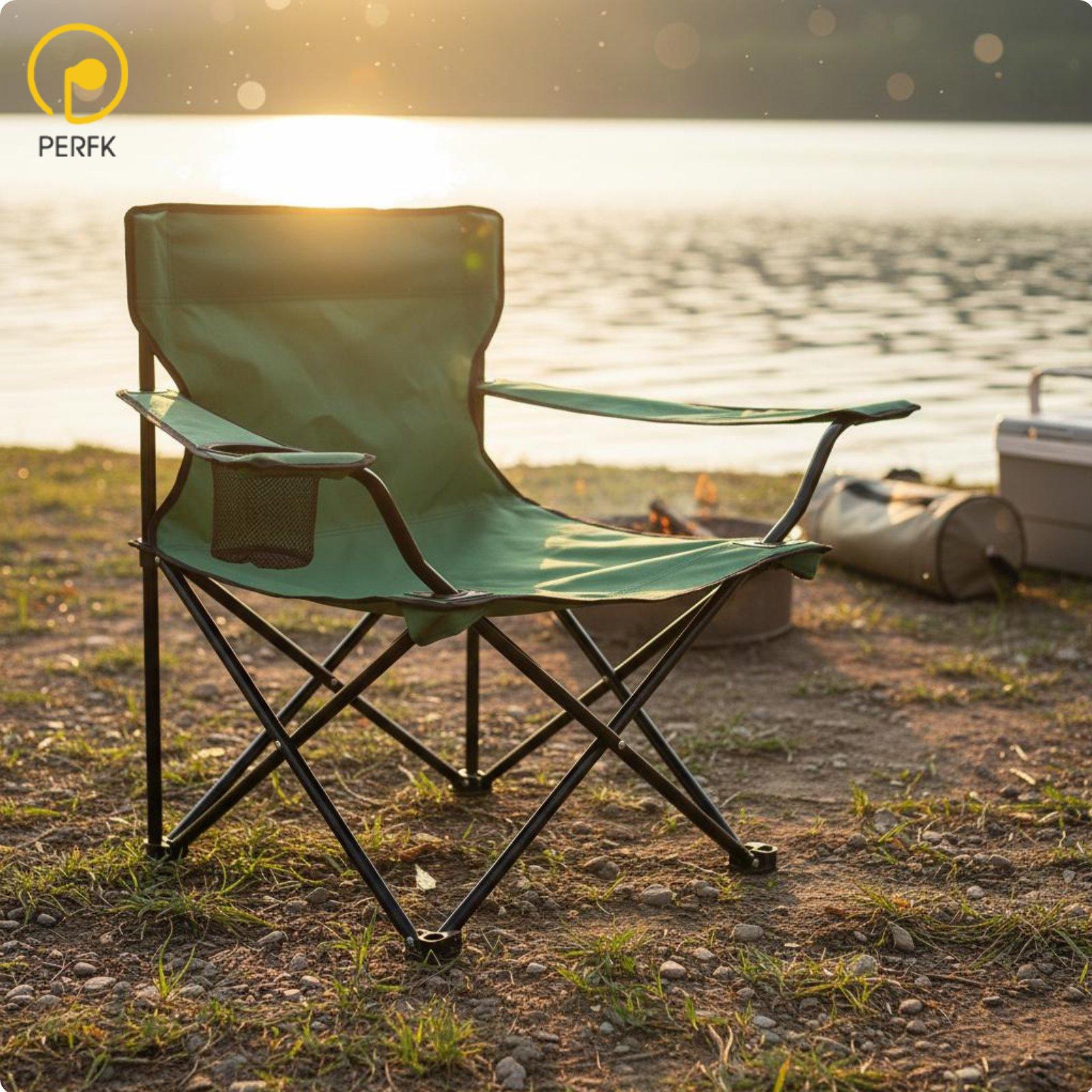 Lightweight Folding Chair with Cup Holder Portable Reclining Chair with Backrest for Beach Camping Garden and Adventure ราคา 1,973 บาท*ส่งฟรี