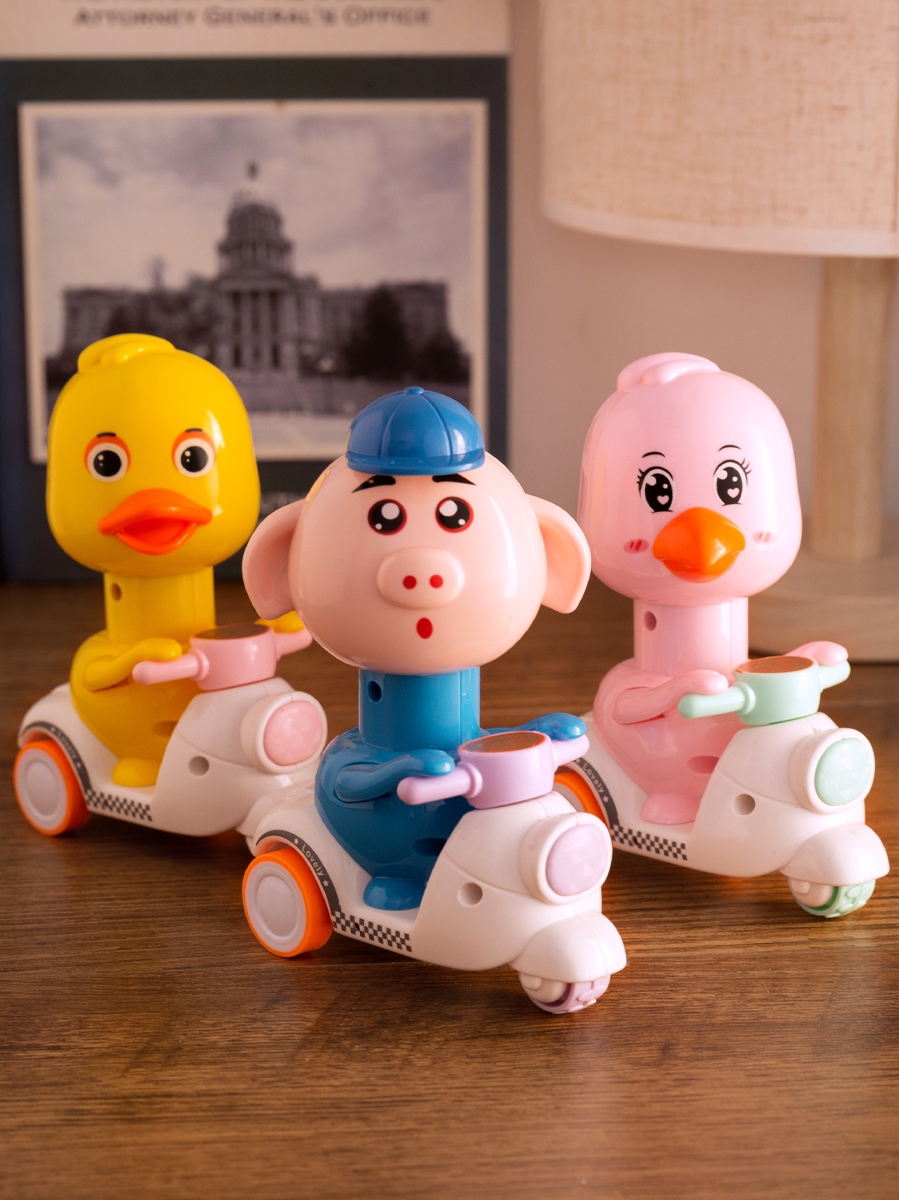 B14M Children press piggy yellow duck motorcycle boys and girls 3-6 years old baby toy non return vehicle inertial scooter GRQ3