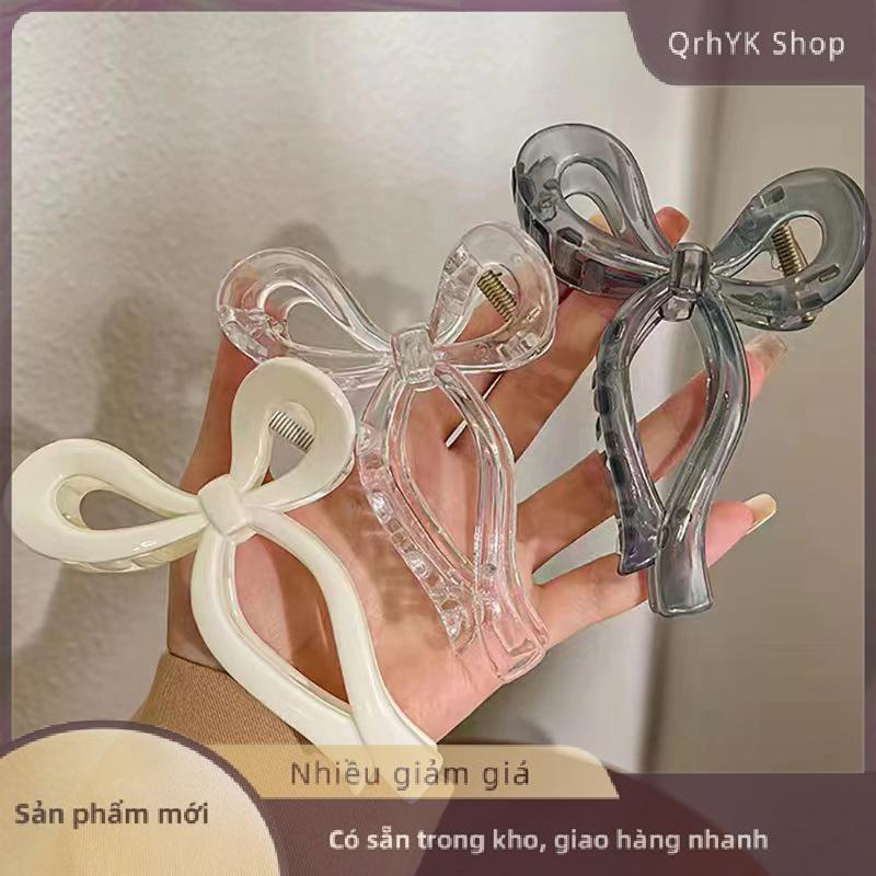 Hàng có sẵn✨ Tóc đuôi ngựa Bow lớn tóc Claw cua Phụ kiện tóc cho phụ nữ rắn Acrylic Bowknot tóc clip kẹp tóc cô gái barrettes headbands