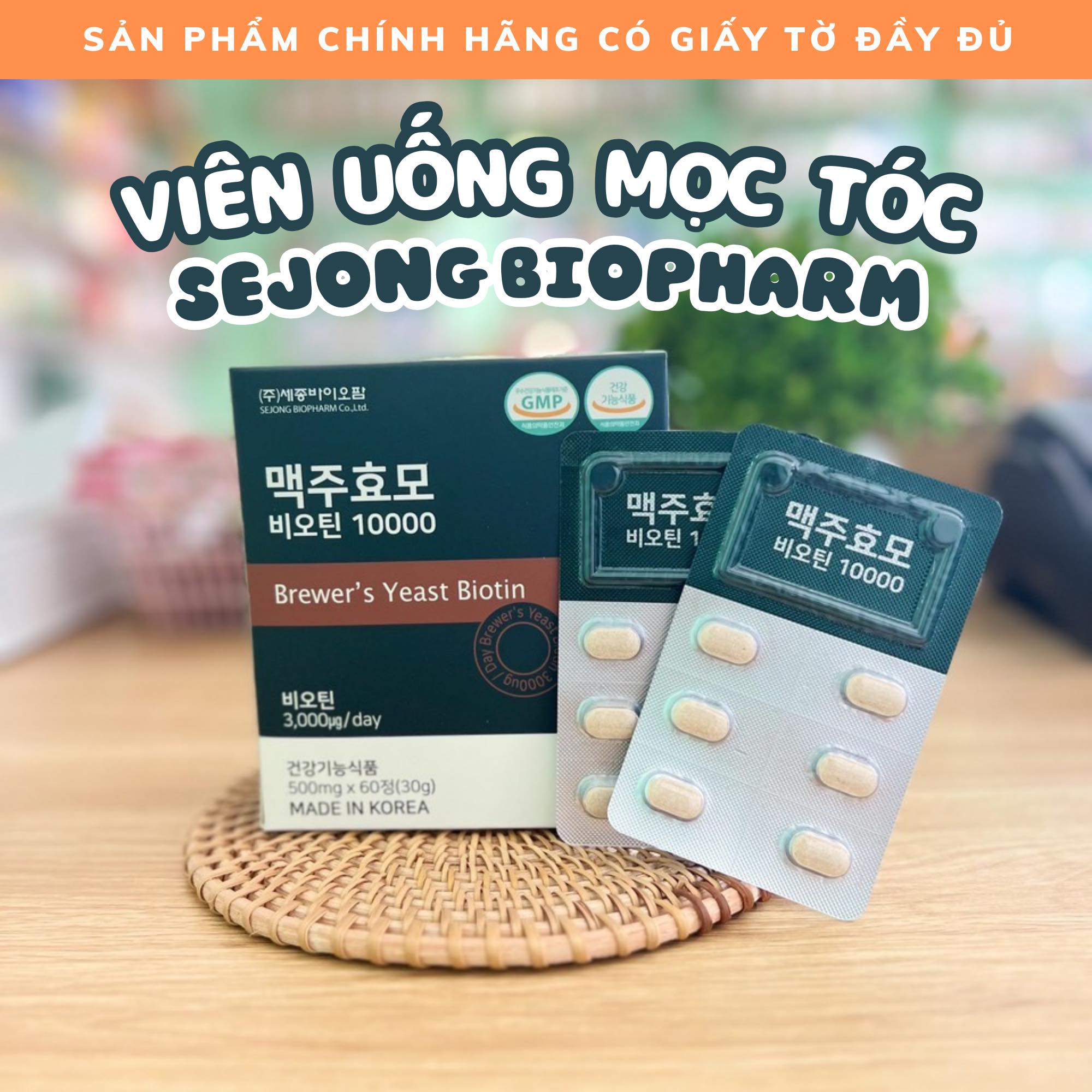 VIÊN UỐNG MỌC TÓC CHỐNG RỤNG TÓC BIOTIN MEN BIA KHÔ 10000 SEJONG BIOPHARM HỘP 60 VIÊN HÀN QUỐC - SẢN PHẨM ĐƯỢC YÊU THÍCH TRÊN THỊ TRƯỜNG HIỆN TAY, DÙNG RẤT TỐT LUÔN Ạ, ĐẢM BẢO DÙNG RẤT THÍCH, KHÁCH YÊU TRẢI NGHIỆM ỦNG HỘ SHOP NHÉ