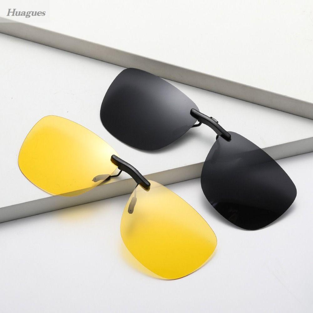 HUAGUES UV400 Kẹp kính nhìn ban đêm Chống tia UV Chống chói Kẹp kính cận thị Chăm sóc thị lực Trọng lượng nhẹ Kính râm kẹp Câu Cá
