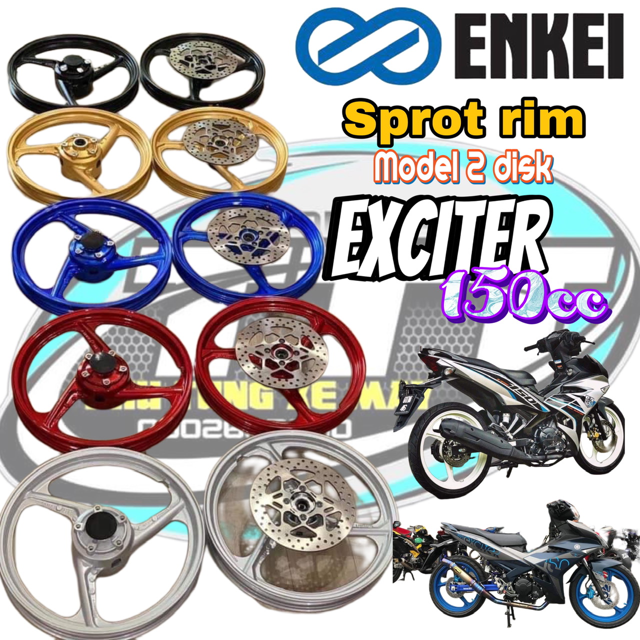 MÂM ĐÚC ENKEI  3 CÂY XE  Exciter  ex150   TẶNG NGAY ĐĨA THẮNG TRƯỚC  245 MM