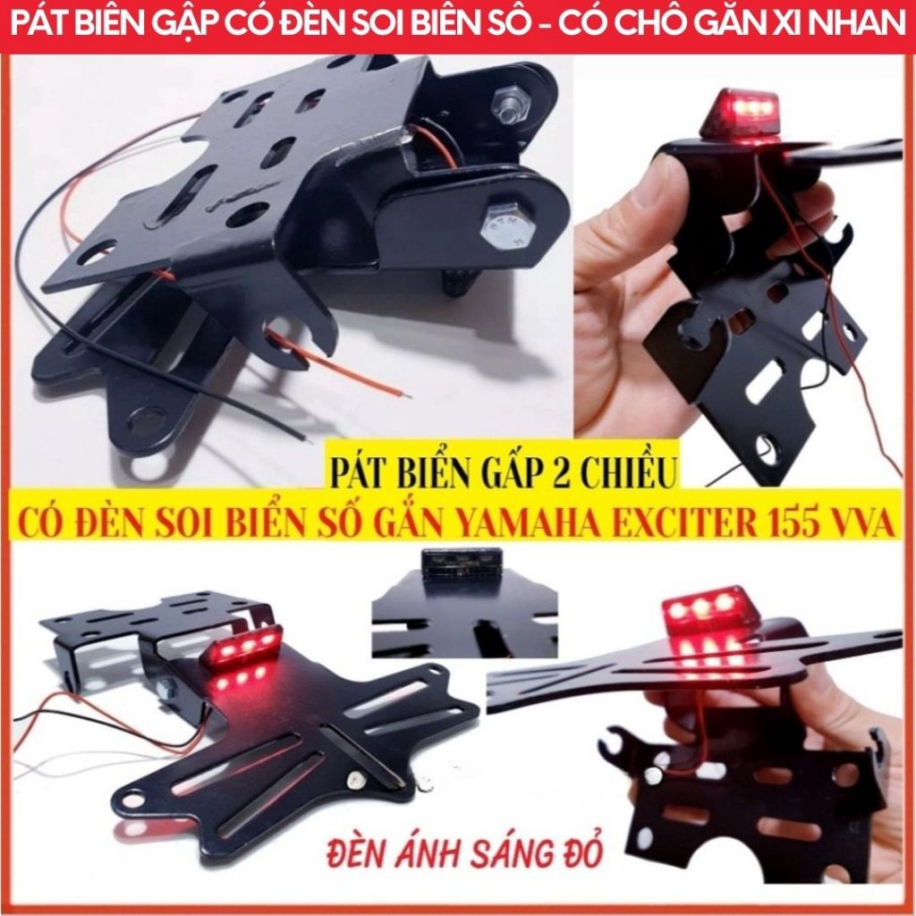 Pát Biển Gập Gắn Ex155 VVA, Ex 150, Winner, Winner X Đút Gầm Có Đèn Soi Biển Số Gắn Được Xi Nhan