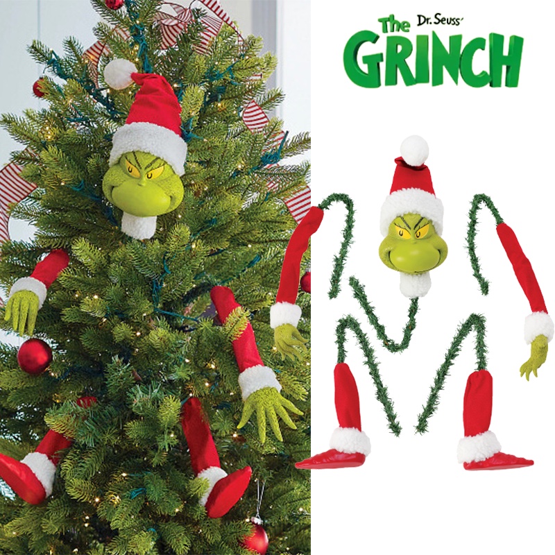 5pcs The Grinch Stole Christmas Tree Topper Decoration Monster Head Legs  Arms Party Props