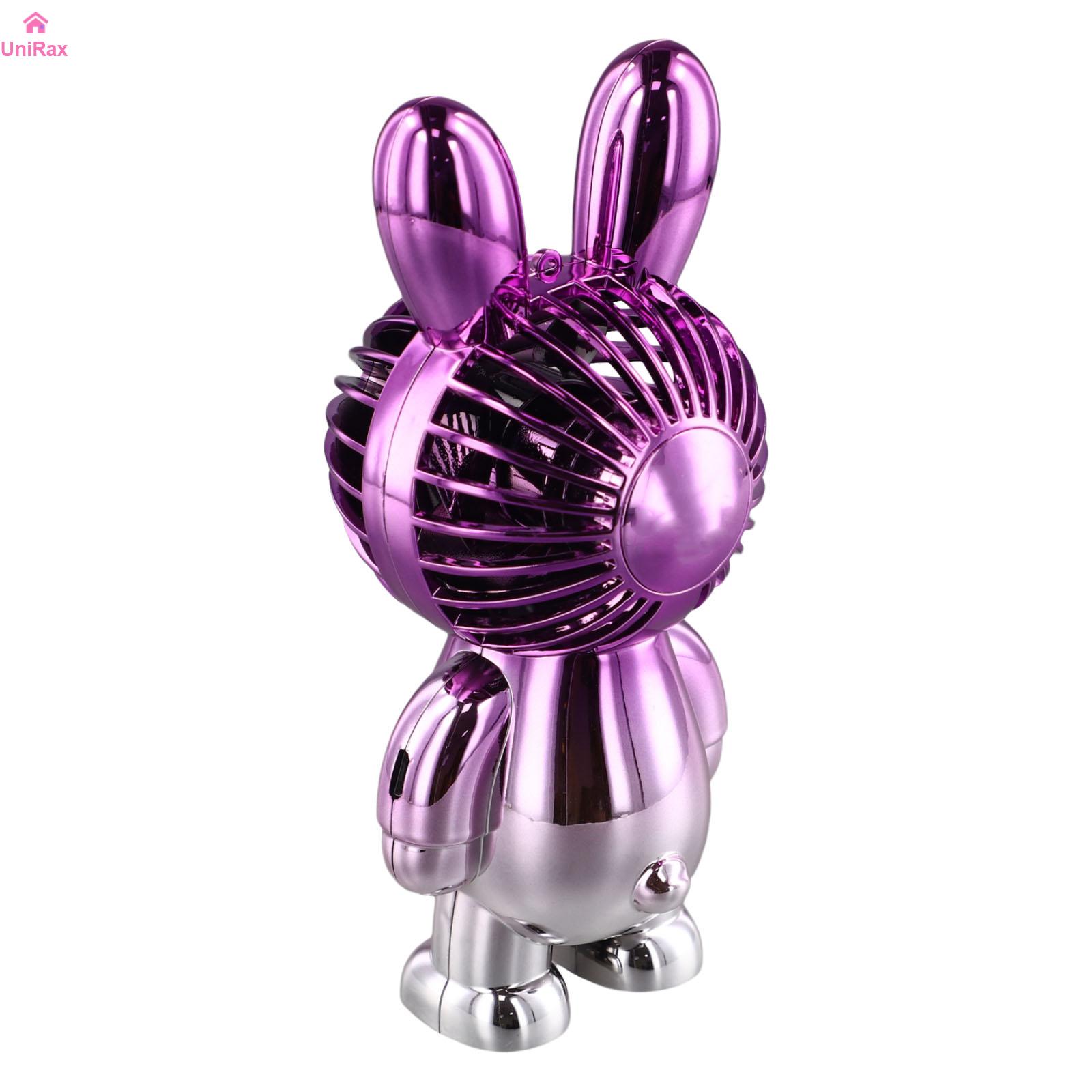 【Unirax】 chú thỏ nhỏ màu gradient mạ điện sạc quạt chiếu sáng cầm tay 【hàng có sẵn】
