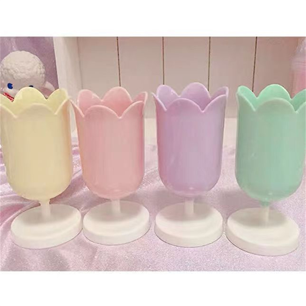 Lưu trữ hộp lưu trữ giỏ/hộp cọ trang điểm lưu trữ xô lưu trữ nhà lưu trữ 40g kẹp giữ bút nhựa máy tính để bàn lưu trữ tulip lưu trữ jar #1 * lưu trữ hộp