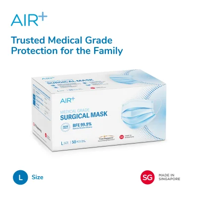 AIR⁺ Surgical Mask | L Size | Made in Singapore | ASTM Level 2 | BFE 99.9%