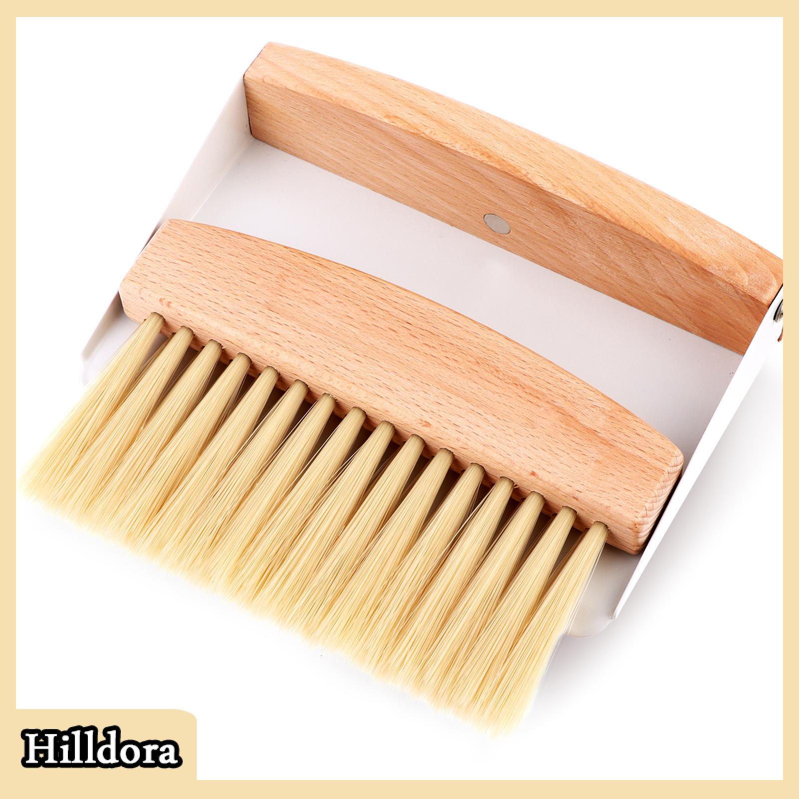 [Hilldora] Nhỏ Quét Dọn Và Bàn Chải Thiết Lập Mini Xách Tay Quét Dọn Và Bàn Chải Bằng Gỗ Bàn Chải Kim Loại Bụi Pan Cho Quét Bảng Bàn, Đếm