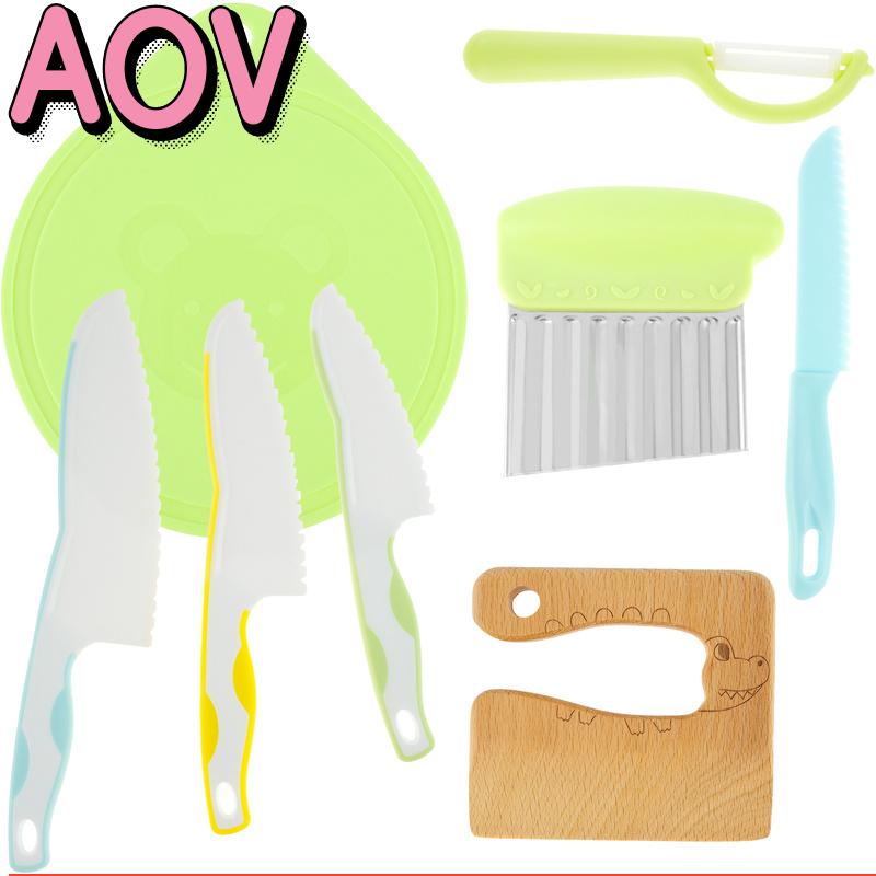 AOV 8Pcs Kids Cooking Cutter Set Safe Reusable Plastic Toddler Kitchen