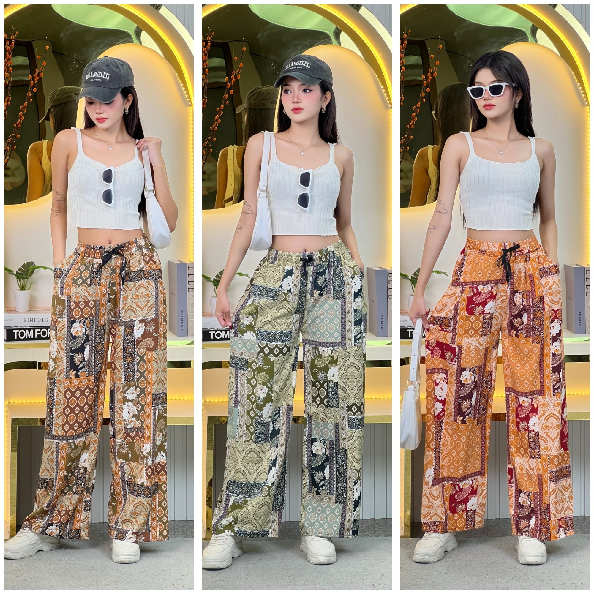 รูปสินค้า Long Pants, Comfortable Fabric, Women's Pants, Thai Pattern Pants, Cheap Pants. Ready for Delivery in Thailand, Fast Del