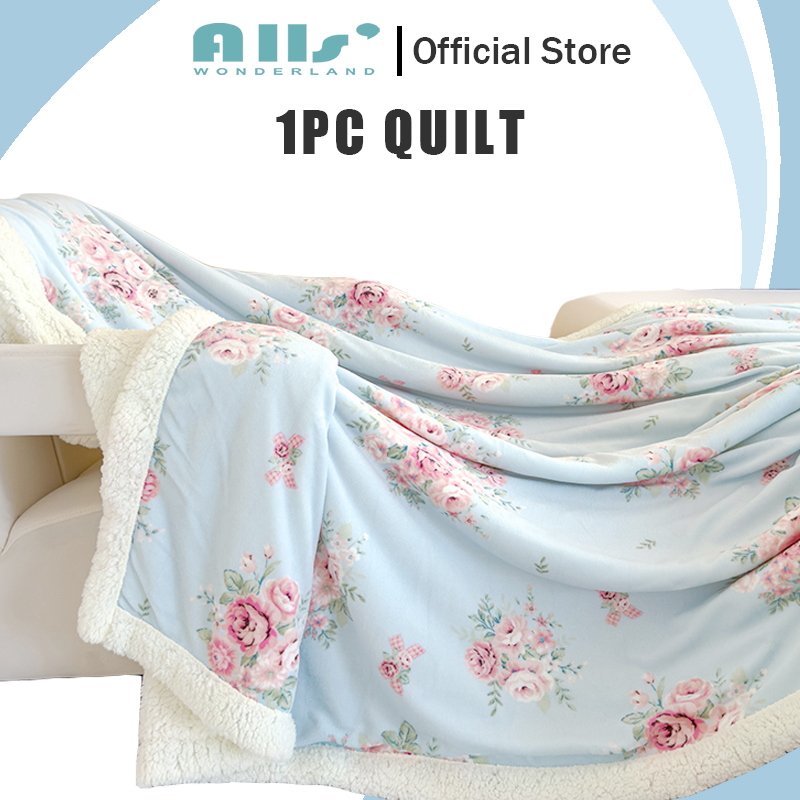 Alls' Wonderland Velvet Blanket Floral Cat Print Throw Blanket Warm Small Office Blanket Single Queen King ราคา 215 บาท*ส่งฟรี