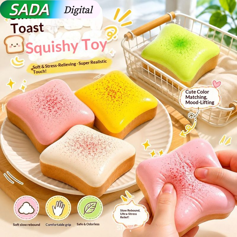 SADA Soft Squishy Bread Toy Stress Relief PU Simulation Food Squeeze Fun for Adults and Kids ราคา 56 บาท*ส่งฟรี