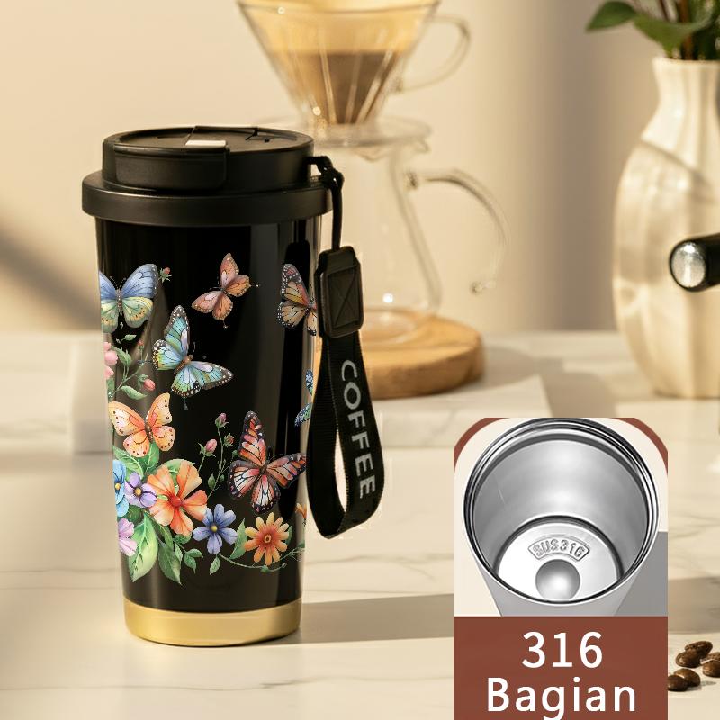 Butterfly Tumbler Aesthetic Stainless Steel Drinking Bottle Tumblr CUP 500 ML Cold Resistant Heat Coff…