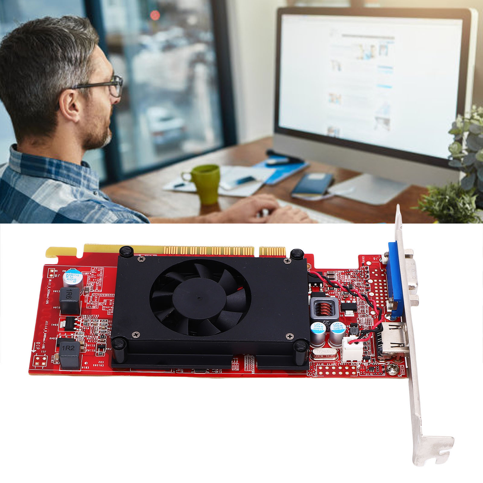 Garosa CCYLEZ GT 720 1GB GDDR3 Card đồ họa PCIe 3.0 64-Bit Cấu hình thấp với đầu ra VGA DVI Làm mát quạt yên tĩnh cho máy trạm văn phòng Giá 1,059,000 Đồng*Miễn phí vận chuyển