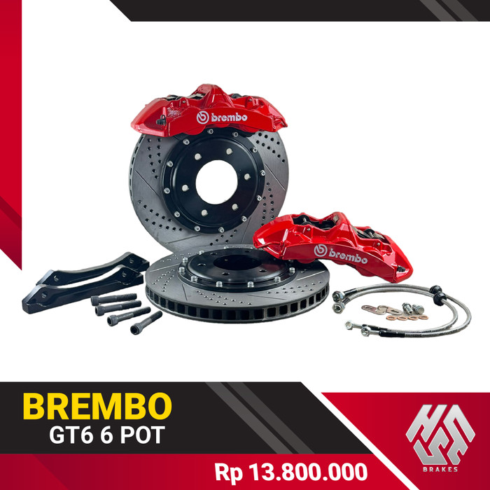 PROMO- BIG BRAKE KIT REM DISC BBK BREMBO GT6 6POT INCLUDE BRAKET PNP&BRAIDED - REAYA MART Giá 16,820,000 Đồng*Miễn phí vận chuyển
