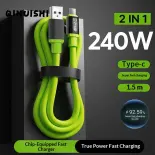 QIHUISHI 240W sạc nhanh Loại-C cáp với chip cho iPhone iPad Huawei Xiaomi siêu nhanh phí